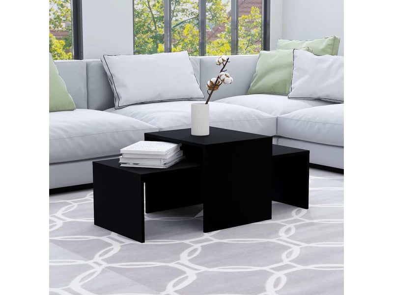  Ensemble de tables basse - table de salon - table à thés noir 100x48x40 cm bois d’ingénierie  - Conforama B