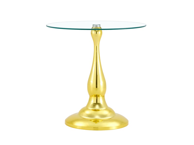  Table d’appoint ronde 50x50x51,5 cm en verre trempé et métal doré  - Conforama A