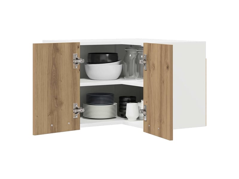  Meuble de rangement cuisine, armoire suspendue chêne artisan et blanc 57x57x40cm  - Conforama C