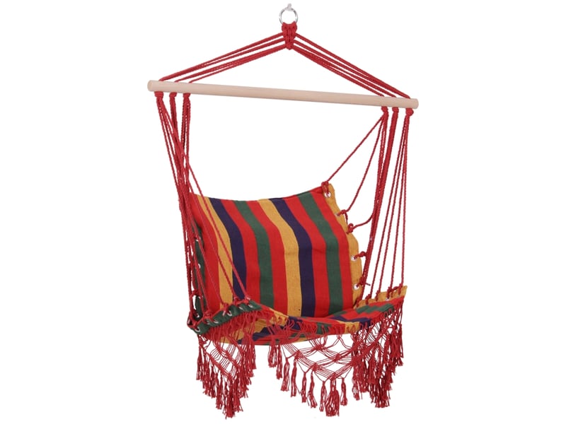 Fauteuil suspendu hamac, tissu coton-polyester, capacité de charge 100 kg, utilisation intérieureextérieure, terrasse, 100 x 60 x 100 cm, multicolore - Conforama B