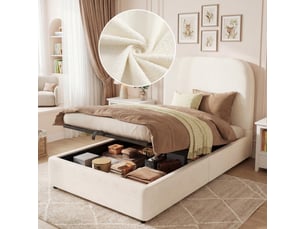 Lit coffre 90x200 cm ZERBACO coloris beige