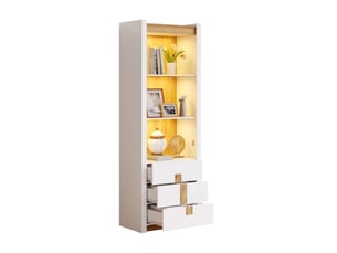 Vitrine coloris blanc 2 étagère(s) OKWISH - 63 cmx200 cm