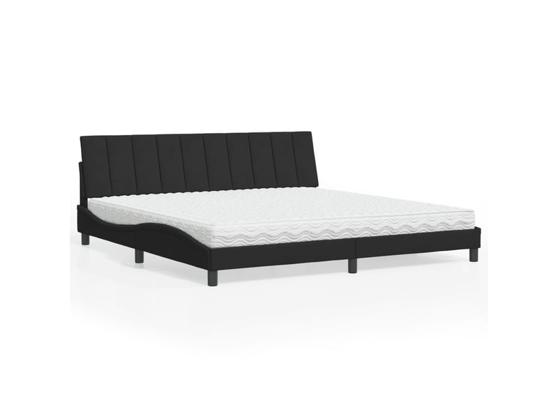  Lit avec matelas hanko noir 200x200 cm velours  - Conforama B
