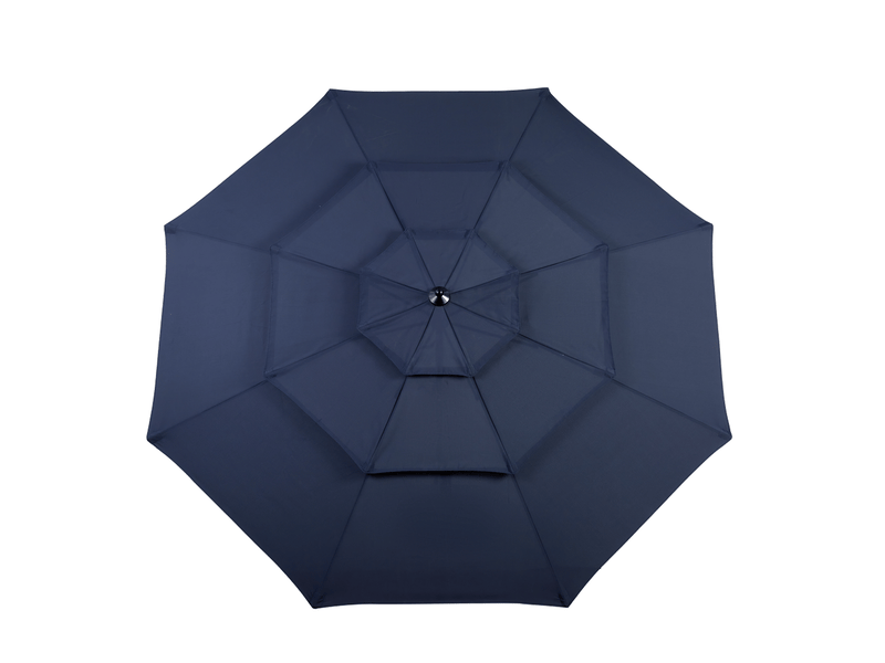  Parasol rectangulaire 4,5 m double face à manivelle - grand format bleu marine sans socle  - Conforama E