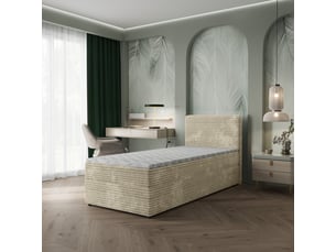 Lit avec rangement 100x200 cm <strong>MASSENO</strong> <strong></strong> coloris beige