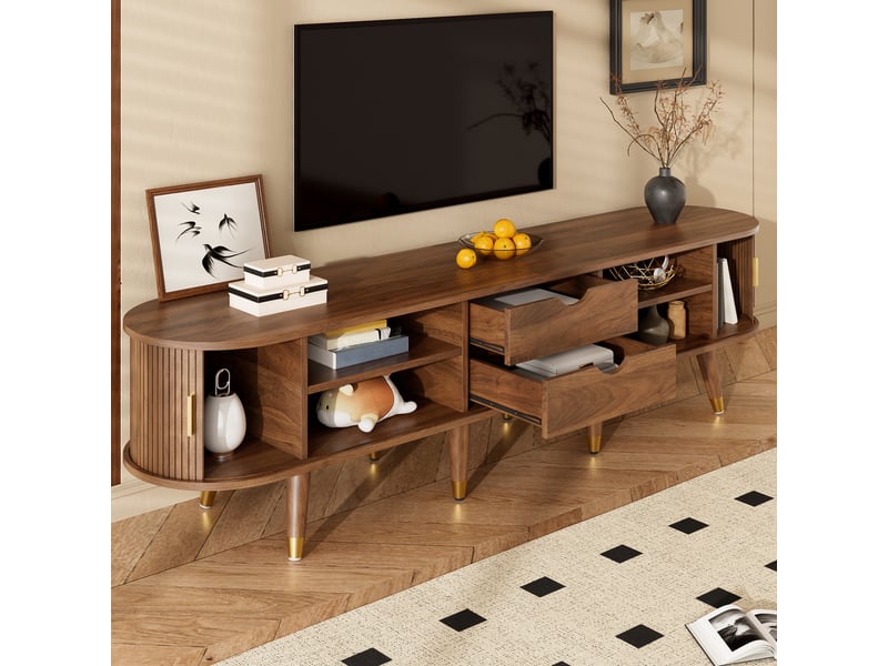  Ensemble de salon 2 pièces avec table basse relevable et meuble tv, finition noyer  - Conforama B