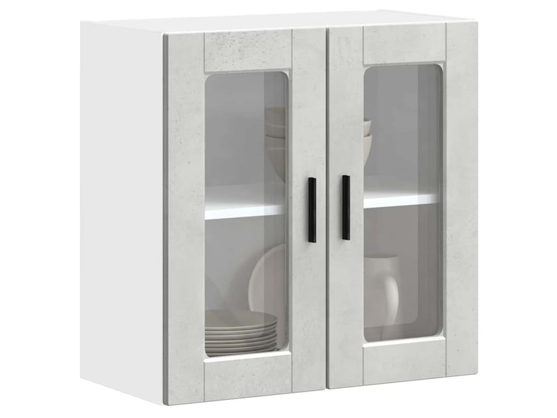  Meuble de rangement, armoire murale de cuisine avec porte en verre porto gris béton shl794  - Conforama D