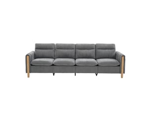 Canapé d'angle panoramique fixe <strong>STILVORA</strong> <strong></strong> 4 places Tissu gris avec coffre de rangement
