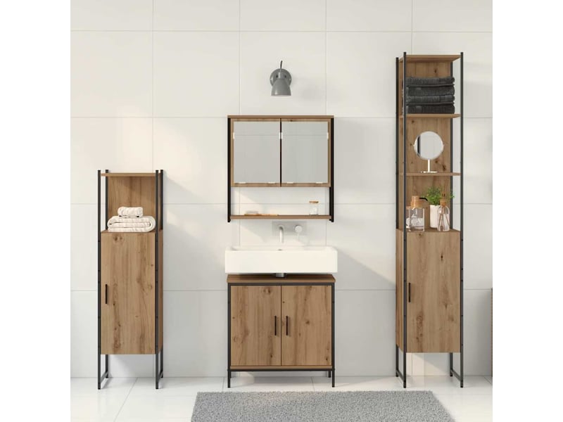 Ensemble de mobilier de salle de bain 4 pc marron cf64526 - Conforama D