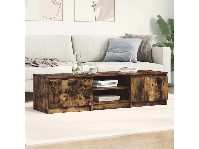  Meuble tv - banc tv - meuble de rangement chêne fumé 140x40x35,5 cm bois d'ingénierie  - Conforama C