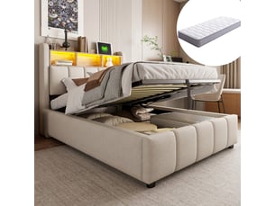 Lit coffre 90x200 cm coloris beige