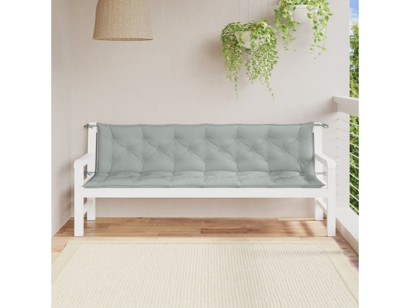  Lot de 2 coussins de banc de jardin, coussins d'assise gris clair mélangé tissu cf58657  - Conforama C