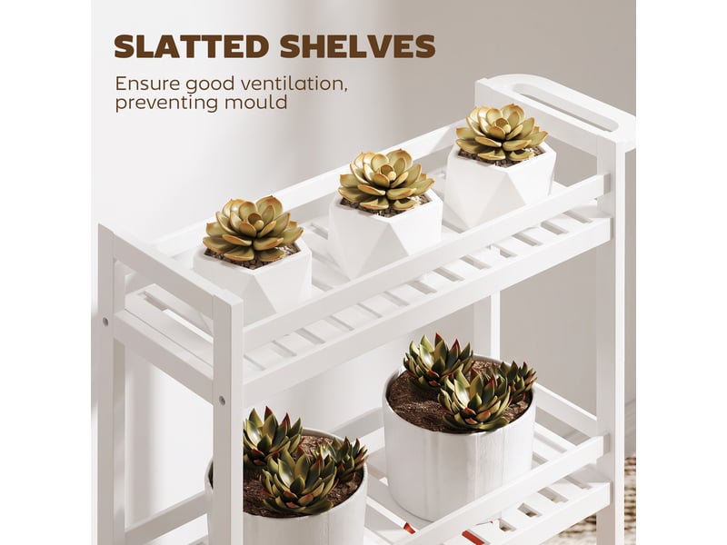  Desserte à roulettes 3 niveaux en bambou 55x20x75 cm  - Conforama E