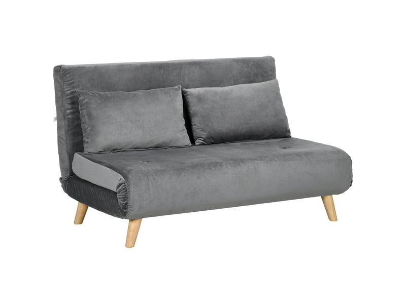  Fauteuil convertible 1 place avec dossier réglable 6 positions  - couchage d’appoint, polyester aspect velours gris  - Conforama A