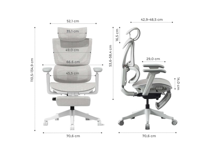  Fauteuil de bureau ergonomique 70,6x70,6x110,5 cm – gris – réglage à 3 boutons et dossier inclinable  - Conforama B