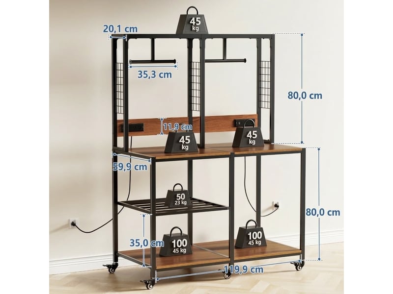  Support pour 2 imprimantes 3d,119.9x59.9x160 cm,avec rangement mobile,métal,noir  - Conforama C