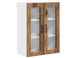 Meuble mural de cuisine, cabinet en verre mural bois ancien 60x31x80cm shl153