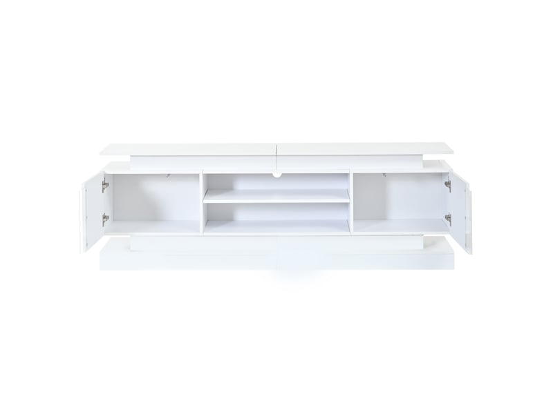 Meuble tv avec led, 2 portes, blanc brillant, 180x35x60 cm - Conforama D