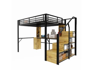 Lit mezzanine 140x200 cm WISHDOR coloris noir