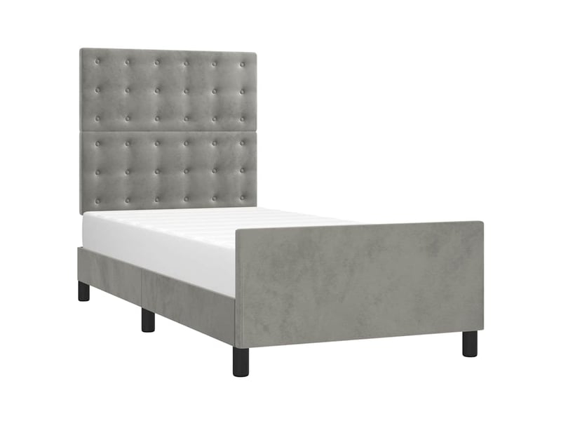  Lit simple- lit adulte -  cadre de lit sans matelas gris clair 80x200 cm velours  - Conforama B