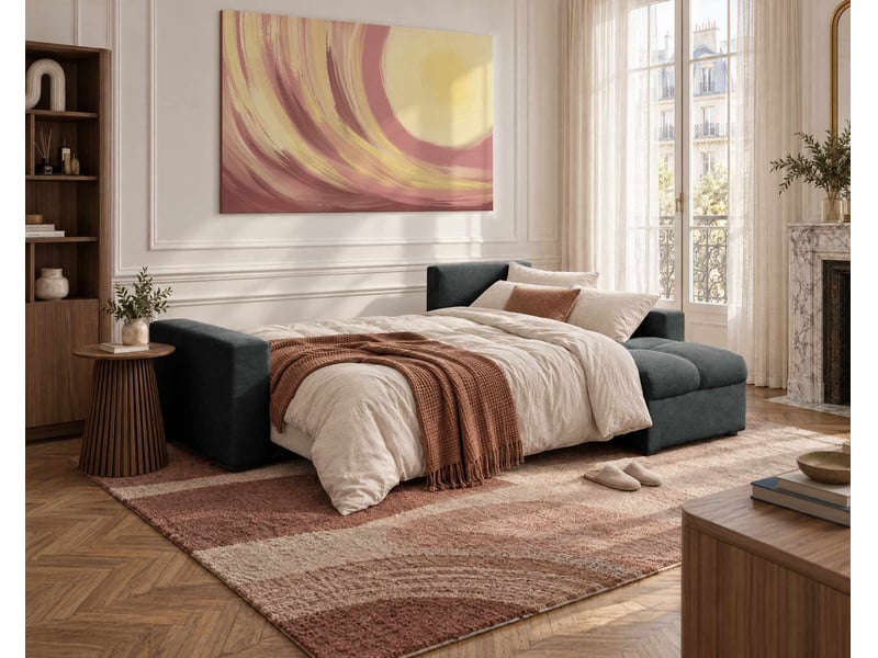  Cyro - canapé d'angle réversible 4 places convertible avec coffre en tissu - best mobilier - gris anthracite CYRO - Conforama D