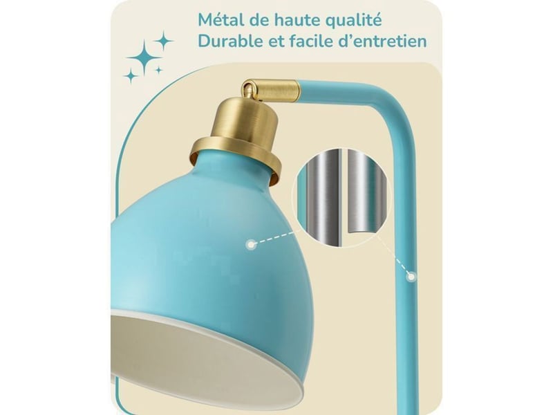  Lampe sur pied industrielle 155 cm bleu clair tete orientable 350° 2700k e27 370618_AADDE38316_6_DROPFR - Conforama D