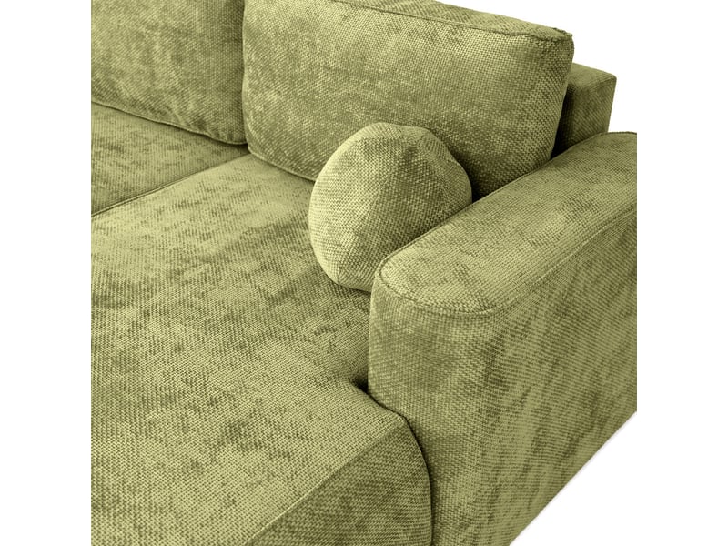  Canapé d'angle moon mini avec fonction couchage, tissu flow, droite, vert (12)  - Conforama D