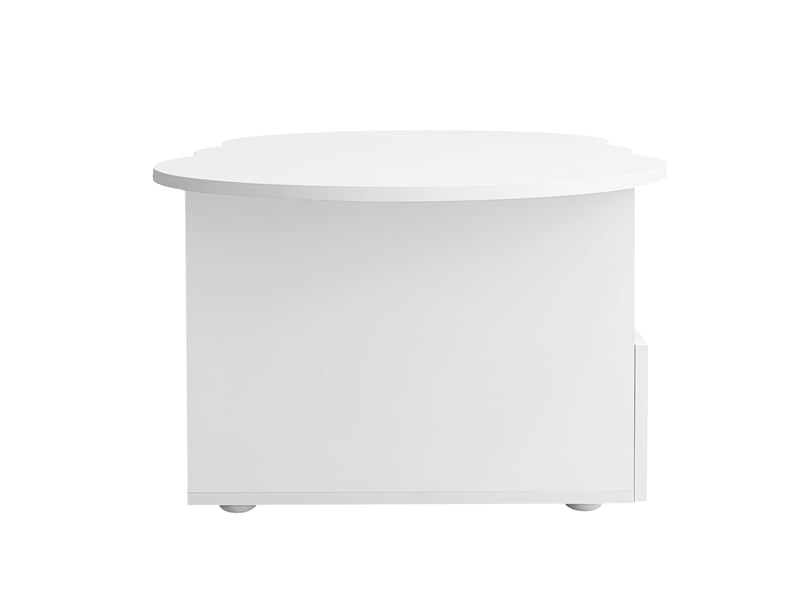  Table basse en forme de nuage avec tiroir et niche pour salon en panneaux de particules 100×60×40,5 cm blanc  - Conforama D