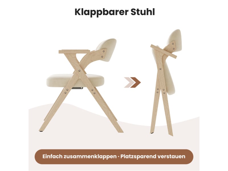  Lot de 6 chaises pliables en bois massif coloris beige chaise beige - Conforama E
