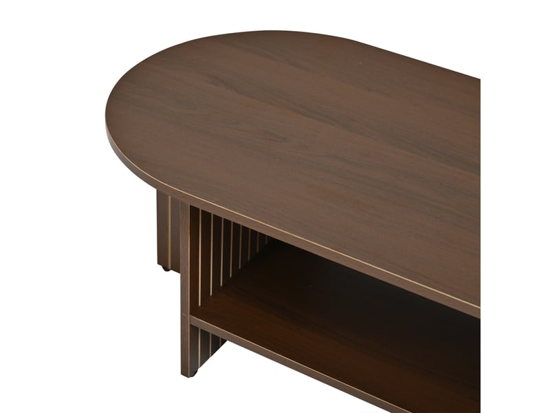  Table basse ovale 100x40x35 cm en mdf finition noyer  - Conforama E