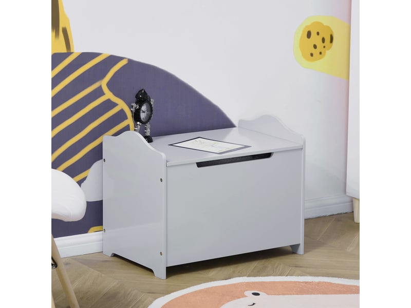  Banc de rangement en bois pour jouets, avec couvercle à piston pneumatique, pour chambre d'enfant, 60 x 40 x 48 cm, gris  - Conforama C