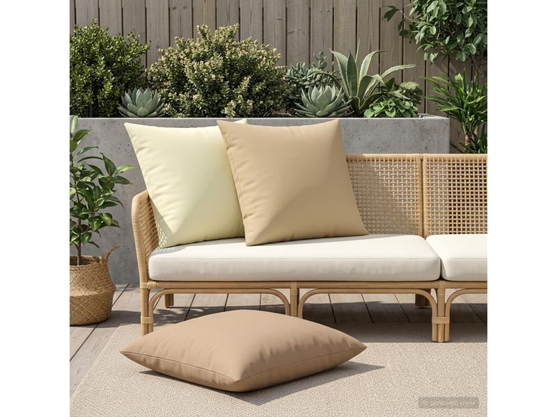  Lot de 2 housses de coussin heerlen crème 80 x 80 cm polyester cf49438  - Conforama C