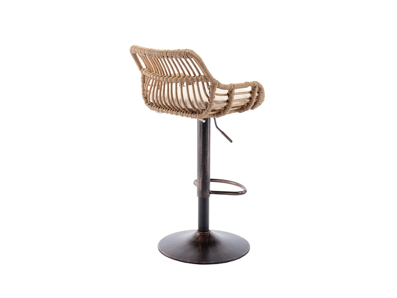 Tabourets de bar en rotin beige, lot de 2, pivotants à 360° et réglables en hauteur - Conforama E
