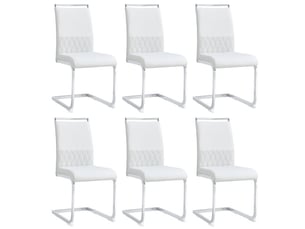 Chaise de salle à manger 6 pcs - dossier haut en simili cuir pu et lin - chaise d'appoint - blanc