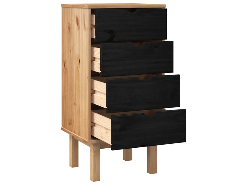  Commode, armoire à tiroirs bureau otta noir 45x39x90 cm bois de pin massif  - Conforama C