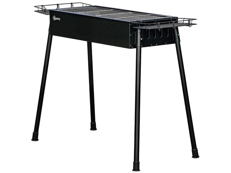  Barbecue au charbon portable avec 2 grilles en acier inoxydable et 2 porte-épices pour le camping – 94 x 39 x 70 cm – Noirro  - Conforama B