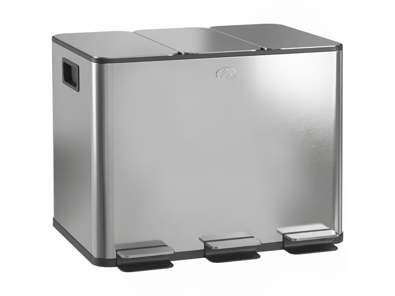  Poubelle tri sélectif 3 compartiments en acier inoxydable argent 61,9x36,6x56,7 cm  - Conforama A
