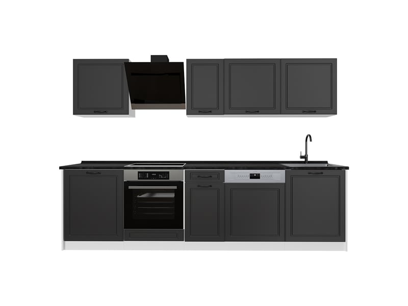  Vicco cuisine, anthracite campagneblanc, 280cm plan de travail anthracite  - Conforama A