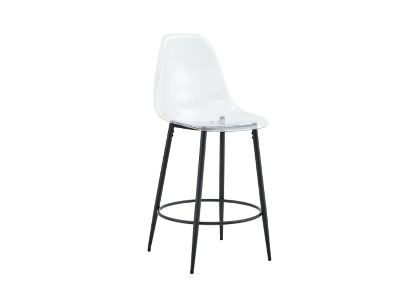  Ensemble de 2 tabourets transparents au design flottant – pieds noirs en métal, cuisine ouverte, luxe minimaliste  - Conforama A
