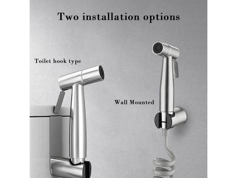 Argent,douchette wc, kit de bidet de toilette, pulvérisateur de bidet à main, avec tuyau abs, crochet en acier inoxydable, pour salle de bain, nettoya  - Conforama E