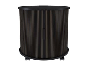Table de chevet - 60x60x60cm - bout de canapé cylindrique mid-century en mdf avec station de charge - noyer - noir