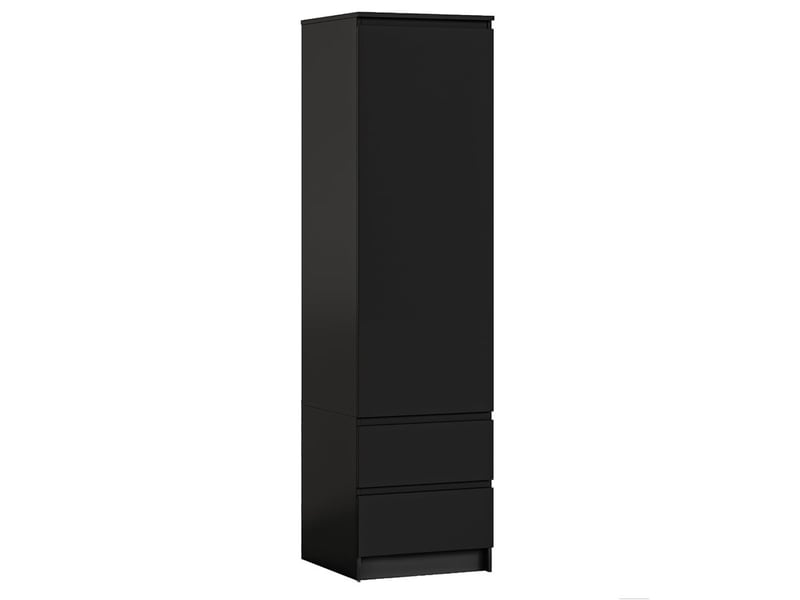 Armoire - wumagin - bois massif- avec 2 tiroirs, 4 compartiments - porte simple - 33x40x180cm - pour chambre, salon, entrée - noir - Conforama A
