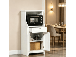 Buffet de cuisine blanc en mdf 60x40x122,5 cm avec porte et tiroir