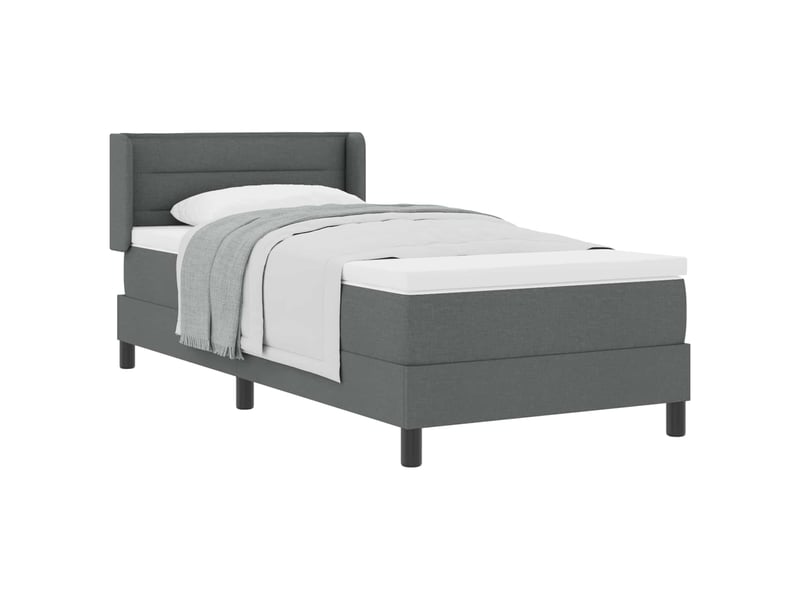 Lit adulte, lit simple, lit à ressorts avec coussin gris foncé 190x90cm tissu cf16790 - Conforama A