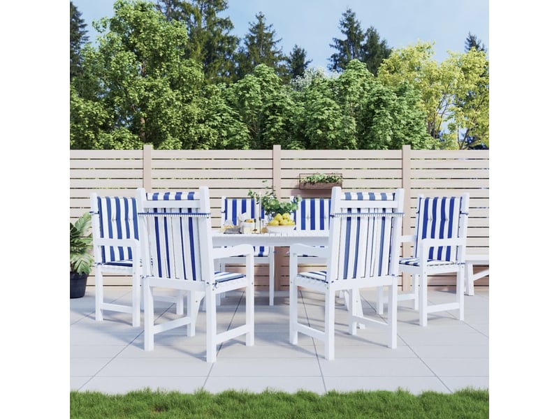  Lot de 6 coussins de dossier,  coussins de dos, tissu oxford bleu et blanc cf59462  - Conforama B