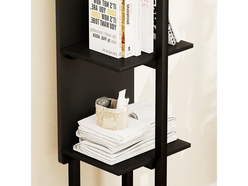  Porte-manteau miroir pivotant 174x40 cm noir avec rangement et crochets  - Conforama W