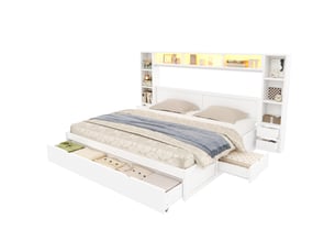 Lit avec rangement 180x200 cm DESVIAE coloris blanc