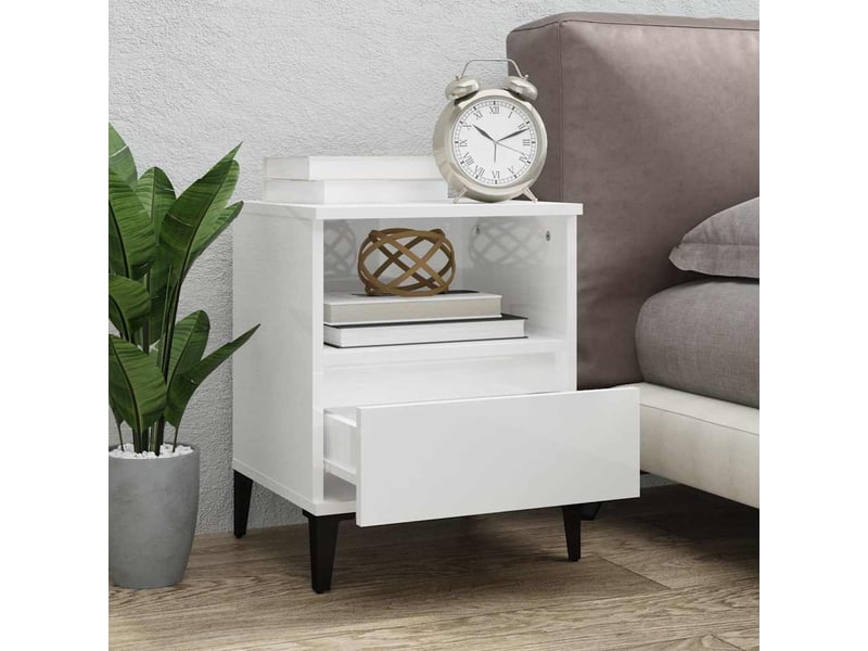  Lot de 2 table de chevet, table d'appoint blanc brillant 40x35x50 cm  - Conforama C