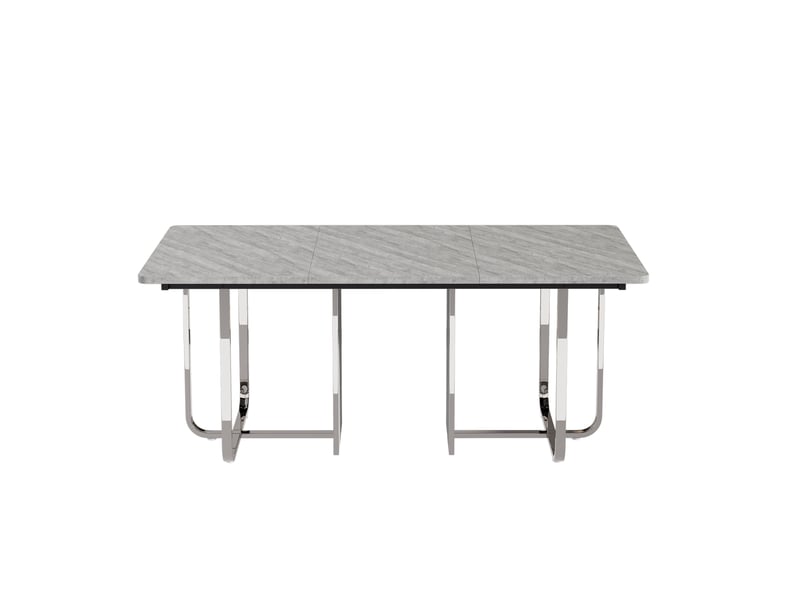  Table à manger rectangulaire en mdf avec pieds en métal,180x80cm,gris table gris - Conforama A