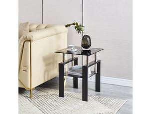 Lot de 2 tables d'appoint en verre trempé 45 x 45 cm evryae
